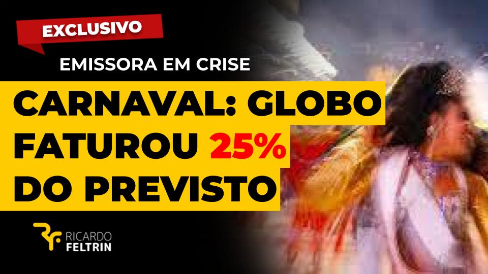 Carnaval da Globo faturou 75% abaixo da meta