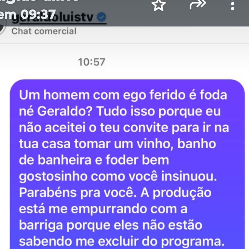 ‘Vem tomar banho em casa’, disse Geraldo a modelo